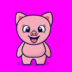 Cute pig illustration vector icon.