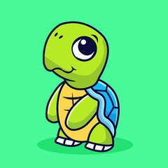 Cute turtle doodle illustration vector.