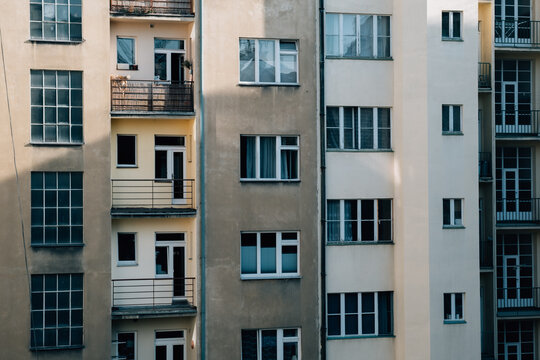 View Of An Old Building With Many Windows