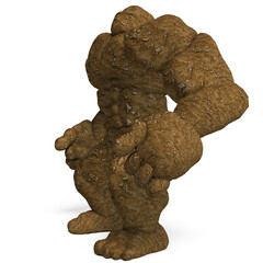 3d-illustration of an isolated giant fantasy clay golem creature