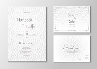   Elegant wedding invitation card template floral design luxury background with white and gray