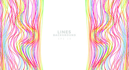 Colorful chaotic lines background. Hand drawn lines. Tangled chaotic pattern. Vector illustration.