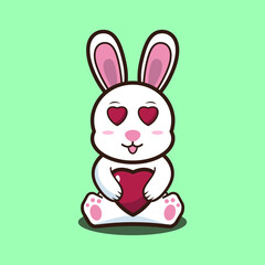 vector illustration of 
cute bunny hugging love