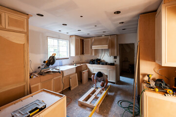 Remodeling new kitchen cabinet installation