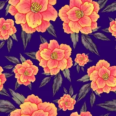 Fototapeten Watercolor seamless pattern with flowers. Vintage floral pattern. Flower seamless pattern. Botanical art. Floral botanical collection. Wedding floral set. Watercolor botanical design.  © Natallia Novik