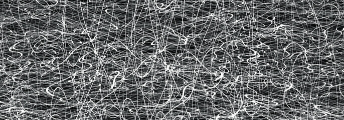 Black chaotic lines background. Hand drawn lines. Tangled chaotic pattern. Vector illustration.