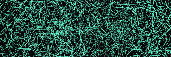 Blue chaotic lines background. Hand drawn lines. Tangled chaotic pattern. Vector illustration.