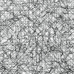 Black chaotic lines background. Hand drawn lines. Tangled chaotic pattern. Vector illustration.