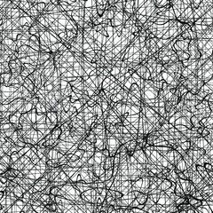 Black chaotic lines background. Hand drawn lines. Tangled chaotic pattern. Vector illustration.