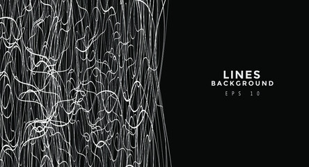 White chaotic lines background. Hand drawn lines. Tangled chaotic pattern. Vector illustration.