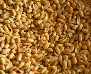 Close-up of fired salt peanuts that peeled and ready to eat