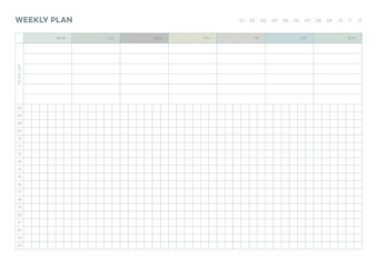 Note, scheduler, diary, calendar planner document template illustration. weekly plan form. - obrazy, fototapety, plakaty