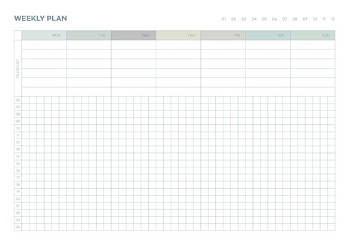 Note, scheduler, diary, calendar planner document template illustration. weekly plan form.