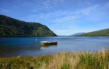 Stunning scenery along the Puyuhuapi fiord in the Ventisquero Sound, Patagonia, Aysen, Chile