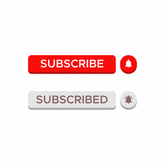 3D Subscribe and Subscribed Button Icon Vector