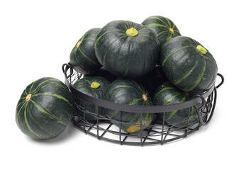 Green mini pumpkin isolated on the white background .