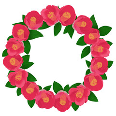 椿のシンプルな円形のフレーム素材