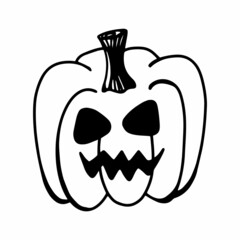 Vector halloween pumpkin clipart and icon. Funny, cute illustration for seasonal design, textile, decoration kids playroom or greeting card. Hand drawn prints and doodle.