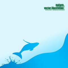 Abstract frame with a picture of a whale for internet advertising.