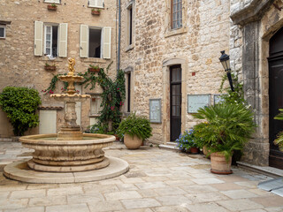 inner yard of ancient castle in small provencal village in the French Riviera back country