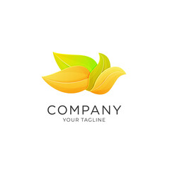 Nature logo with leaves symbol, vector graphic resource