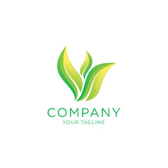 Nature logo with leaves symbol, vector graphic resource