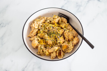 vegan creamy artichoke pasta with homemade dairy-free bechamel sauce, healthy plant-based food