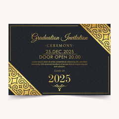 Elegant graduation invitation template with ornament
