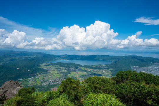 鹿児島県指宿市の開聞岳を登山している風景 A view of climbing Mt. Kaimon in Ibusuki City, Kagoshima Prefecture, Japan.