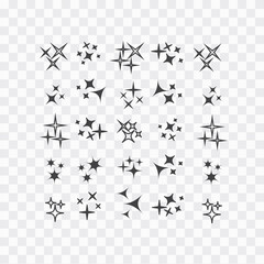 Black sparkles, glowing light effect stars and bursts vector set. Bright firework, decoration twinkle, shiny flash vecor illustration