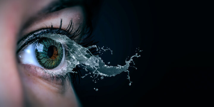 Macro image of human eye . Mixed media