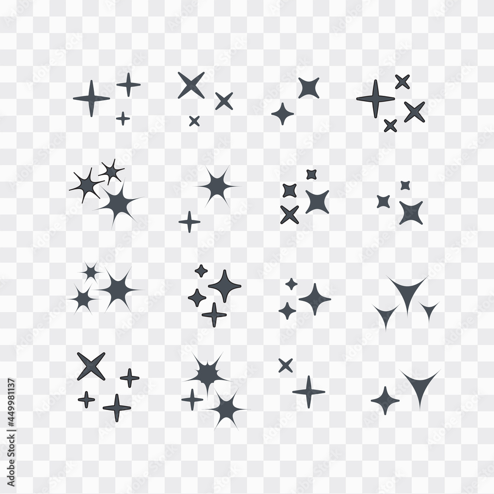 Wall mural sparkles line icons. black sparkles symbols vector eps10