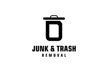 Letter D for junk removal logo design, environmentally friendly garbage disposal service, simple minimalist design icon.