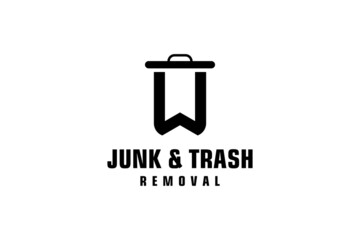 Letter W for junk removal logo design, environmentally friendly garbage disposal service, simple minimalist design icon.