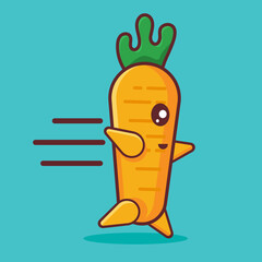 cute carrot mascot running isolated vector illustration 