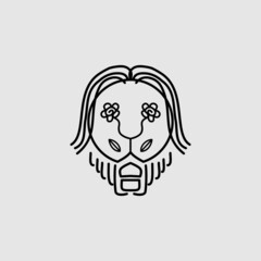 line art. mono line light skull cap vector illustration.