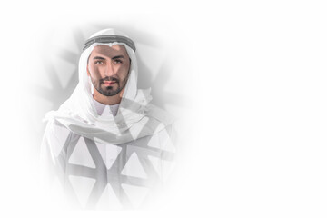 islamic background of arab muslim man portrait in thawb outfit