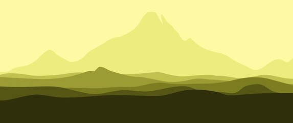 Mountain and hill landscape vector illustration suitable for background, desktop background, wallpaper, backdrop, banner.