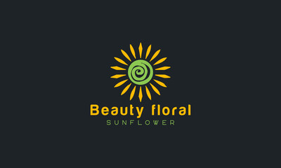 Sunflower logo, sun rays business logo design vector template.
