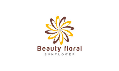 Fototapeta na wymiar Sunflower logo, sun rays business logo design vector template. 