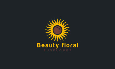 Sunflower logo, sun rays business logo design vector template.
