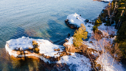 Presque Isle State Park in winter in Marquette, Michigan