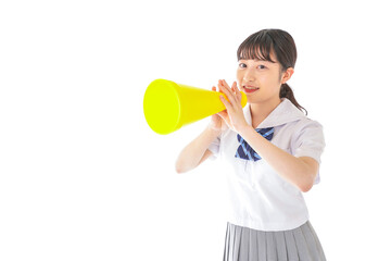 応援をする学生