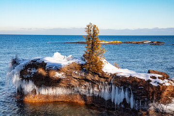 Presque Isle State Park in winter in Marquette, Michigan