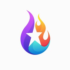 Fire star logo with burning concept