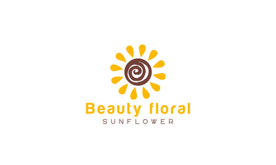 Sunflower logo, sun rays business logo design vector template.
