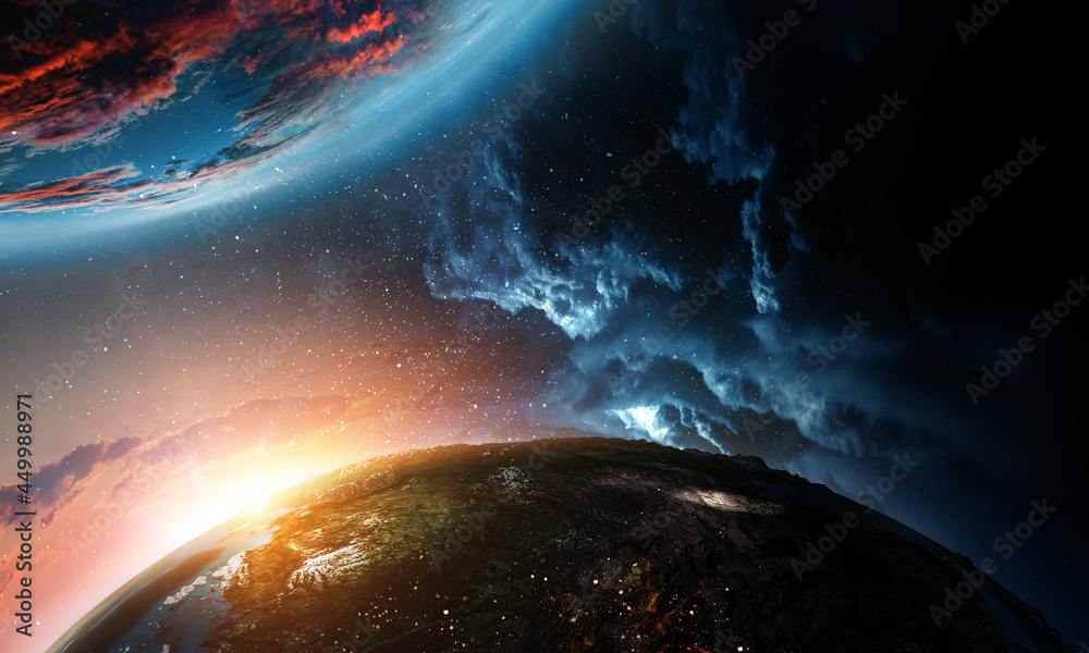 Poster abstract planets and space background