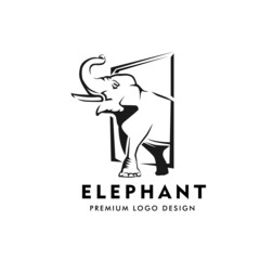 Elephant with square background Logo
