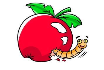 Drawing apple and catterpilar