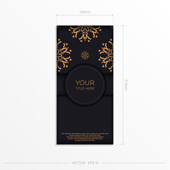 Stylish Preparing postcards in black with Indian patterns. Template for print design invitation card with mandala ornament.